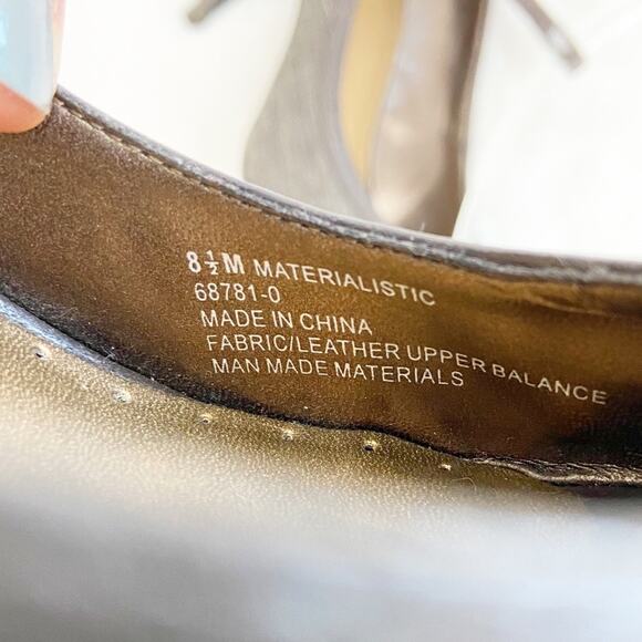 Vintage Connie Womens Heels Fabric Leather Materialistic Peep Toe Brown 8.5M - Picture 9 of 9